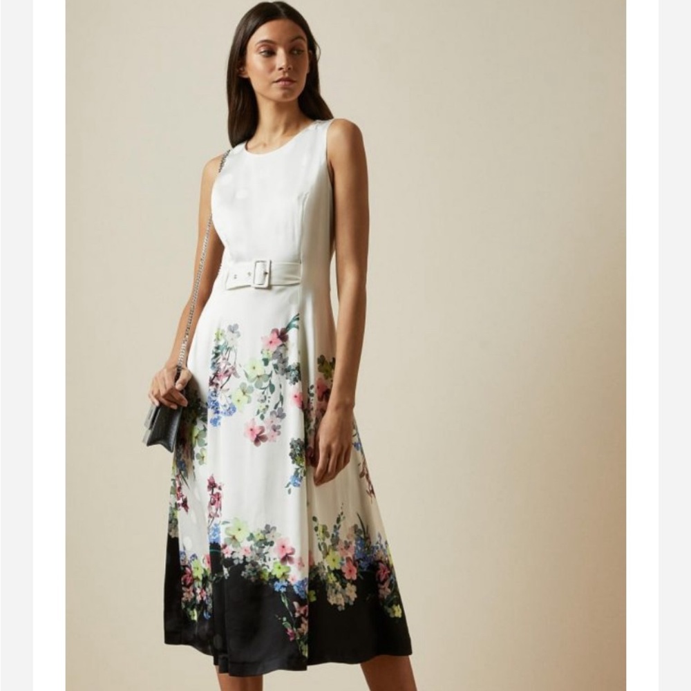 Ted Baker Camylle Pergola Midi Dress in Ivory/Multi.